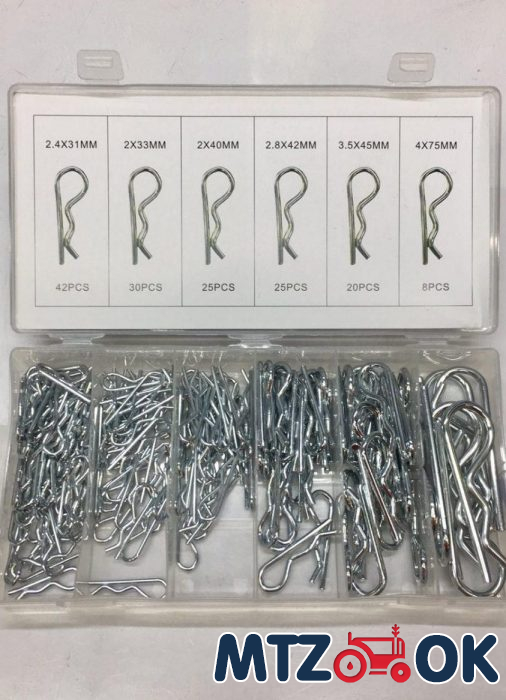 Набор SYD-1091 шплинтов волнистых, метричкских тип R (150шт, 6 видов) Набор SYD-1091 шплинтов волнистых, метричкских тип R (150шт, 6 видов)