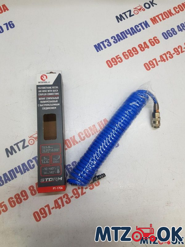 Шланг воздушный(полиуретан)спиральный пневмоинструмента 6х8мм 5м (РТ-1706) Шланг воздушный(полиуретан)спиральный пневмоинструмента 6х8мм 5м (РТ-1706)