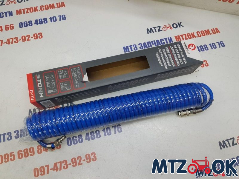 Шланг воздушный(полиуретан)спиральный пневмоинструмента 8х12мм 10м (РТ-1716) Шланг воздушный(полиуретан)спиральный пневмоинструмента 8х12мм 10м (РТ-1716)