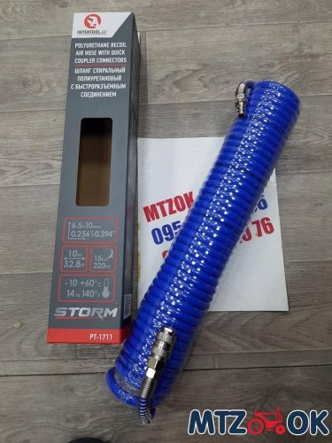 Шланг воздушный(полиуретан)спиральный пневмоинструмента 6,5х10мм 10м Шланг воздушный(полиуретан)спиральный пневмоинструмента 6,5х10мм 10м