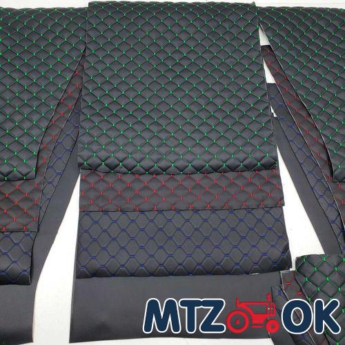 Обшивка торпеды МТЗ МК черный кожзам для оклейки щитка приборов 4 предмета (без уха) (синяя. красная. зеленая строчка) к-т Обшивка торпеды МТЗ МК черный кожзам для оклейки щитка приборов 4 предмета (без уха) (синяя. красная. зеленая строчка) к-т