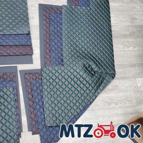 Обшивка кабины МТЗ УК н/о 5 предмета (кожзам красная синяя зеленая строчка) к-т Обшивка кабины МТЗ УК н/о 5 предмета (кожзам красная синяя зеленая строчка) к-т