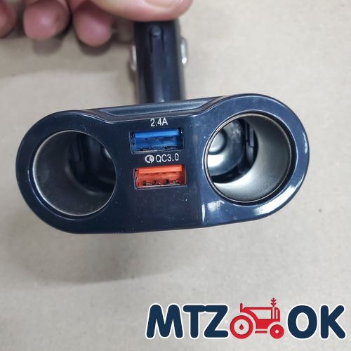 Штекер в прикуривтель 12-24V + USB+TP-S. вольтметр (Китай) Штекер в прикуривтель 12-24V + USB+TP-S. вольтметр (Китай)