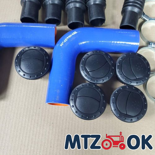 Комплект для установки печки под панель приборов МТЗ с дефлекторами d=45мм Комплект для установки печки под панель приборов МТЗ с дефлекторами d=45мм